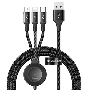کابل تبدیل USB به USB-C/microUSB/لایتنینگ / وایرلس باسئوس مدل CA1T4-I0G طول 1.2 متر
